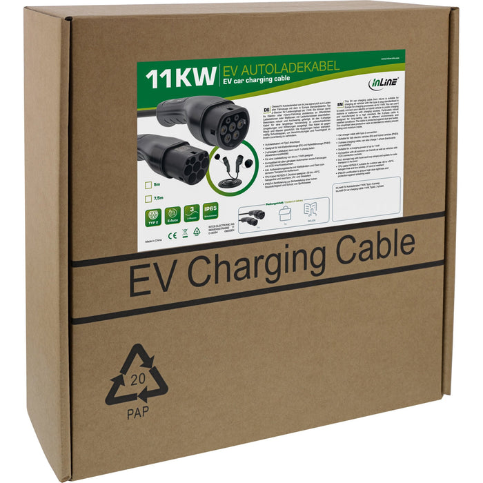 EAN 4043718316434 - InLine 16277I cable de carga para vehículo eléctrico Negro Type 2 3 7,5 m imagen 9