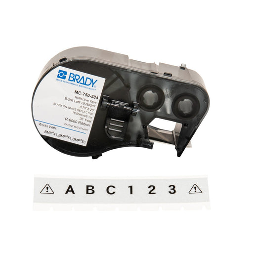 EAN 888434592380 - Brady MC-750-584 etiqueta de impresora Negro, Blanco Etiqueta para impresora autoadhesiva imagen 1