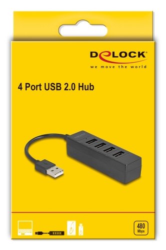 EAN 4043619643349 - DeLOCK 64334 hub de interfaz USB 2.0 Type-A 480 Mbit/s Negro imagen 2