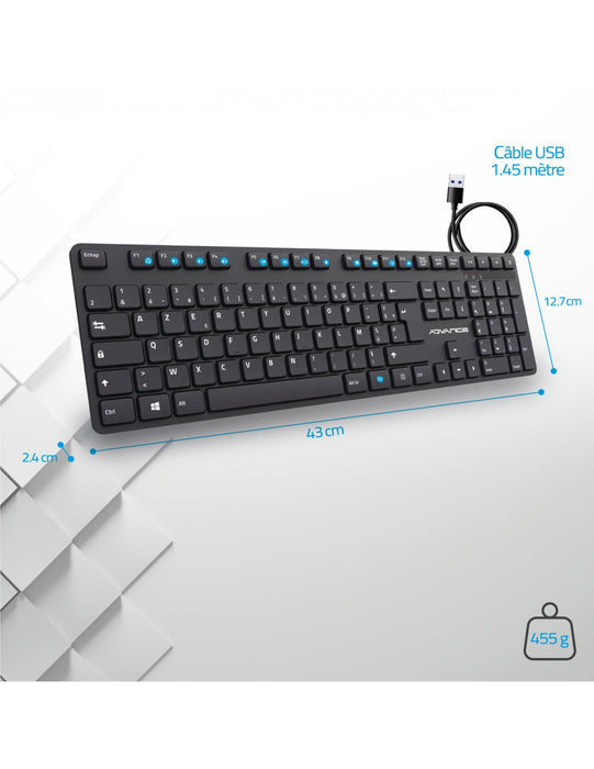 EAN 3700104455382 - Advance Tapes WORKMATE teclado Hogar / Oficina USB AZERTY Negro imagen 7