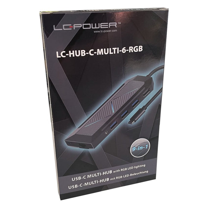 EAN 4260070129100 - LC-Power LC-HUB-C-MULTI-6-RGB hub de interfaz USB 3.2 Gen 2 (3.1 Gen 2) Type-C 5000 Mbit/s Negro imagen 8