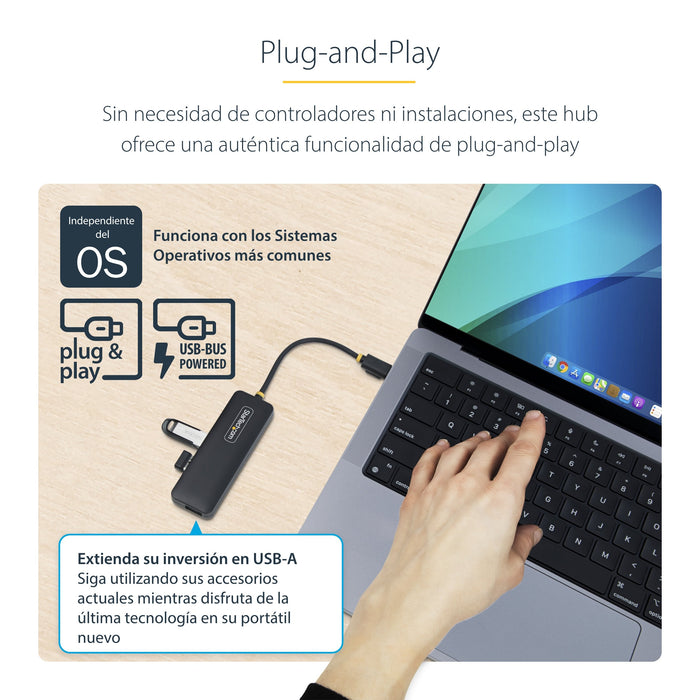 EAN 0065030912136 - StarTech.com H5C4A-USB-HUB hub de interfaz USB 3.2 Gen 1 (3.1 Gen 1) Type-C 5000 Mbit/s Negro imagen 14