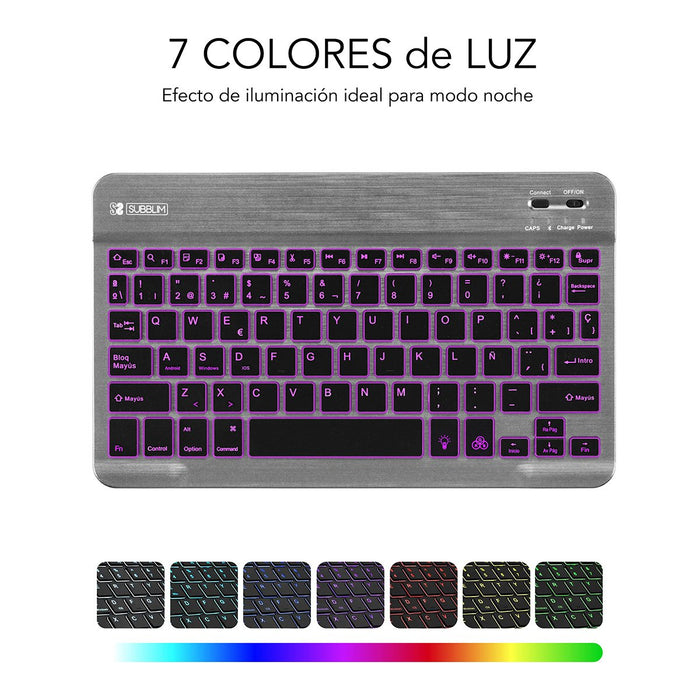 EAN 8436586740597 - SUBBLIM TECLADO SMART BACKLIT BLUETOOTH GREY QWERTY Español Negro, Gris imagen 5
