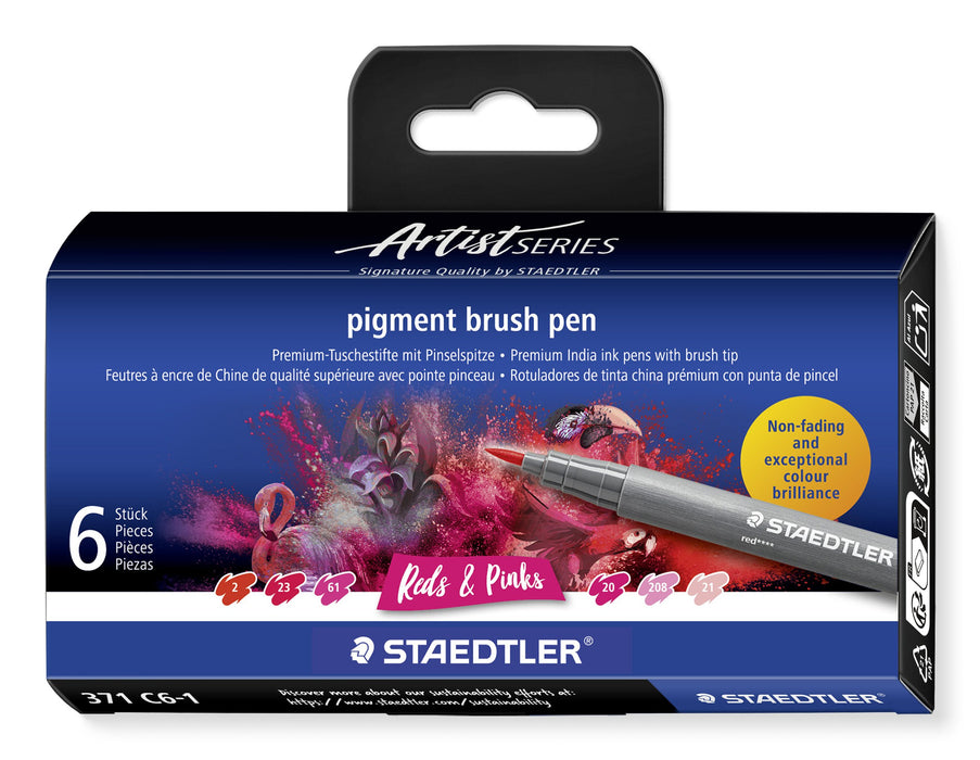 EAN 4007817097083 - Staedtler Pigment Arts Brush Pen Reds & Pinks rotulador Rosa, Rojo 6 pieza(s) imagen 1