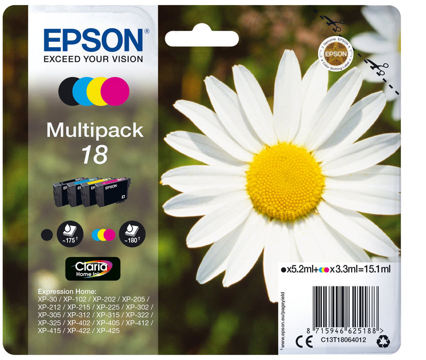 EAN 8715946625195 - Epson Daisy C13T18064022 cartucho de tinta 1 pieza(s) Original Negro, Cian, Magenta, Amarillo imagen 1