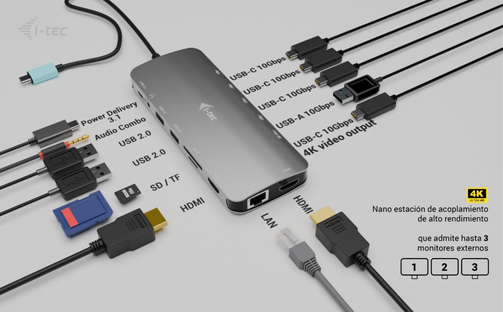 EAN 8595611707407 - i-tec Metal C31NANOTRIPLEDOCKPD Alámbrico USB 3.2 Gen 1 (3.1 Gen 1) Type-C Gris imagen 9