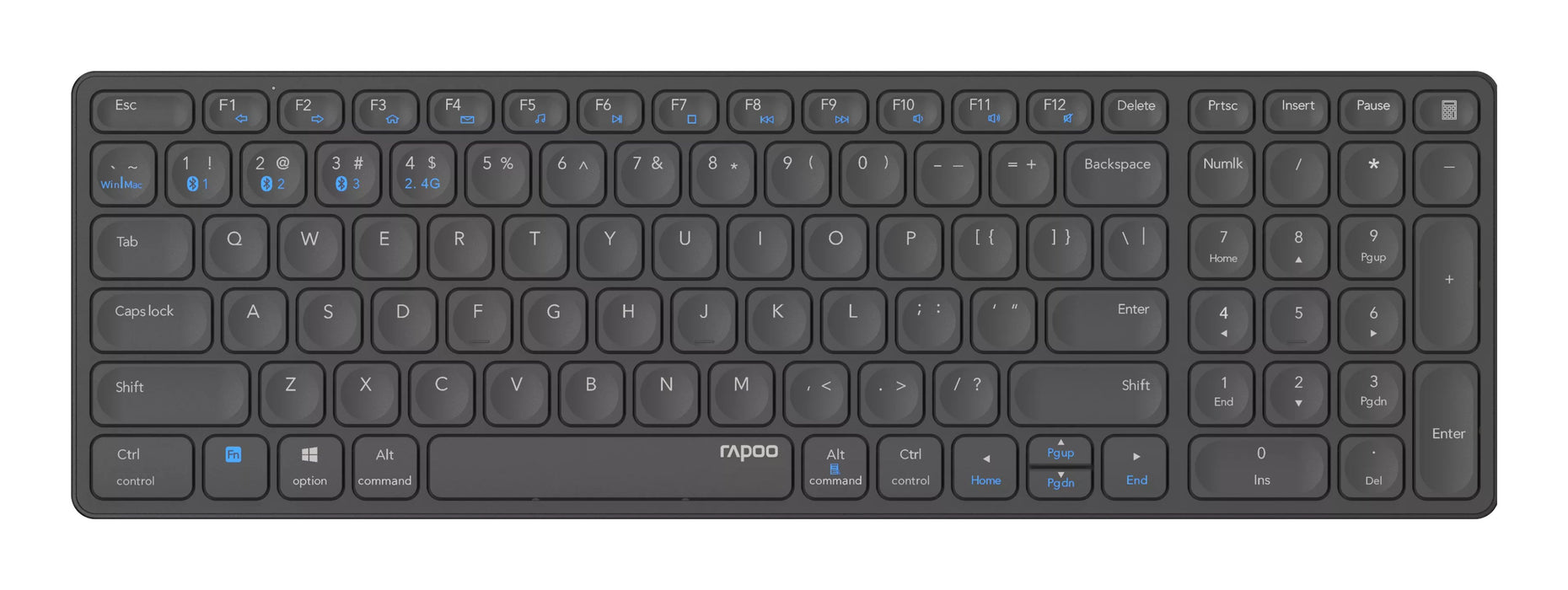 EAN 6940056114846 - Rapoo E9700M teclado Oficina RF Wireless + Bluetooth QWERTY Gris imagen 1