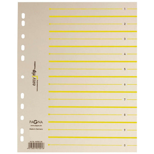 EAN 4013951003651 - Pagna 44063-05 lengüeta de índice Separador numérico con pestaña Caja de cartón Beige, Amarillo imagen 1