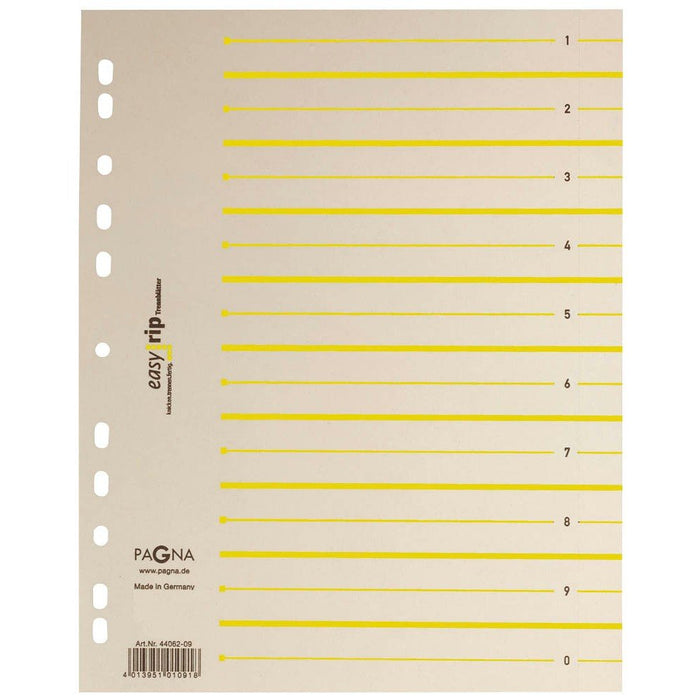 EAN 4013951003651 - Pagna 44063-05 lengüeta de índice Separador numérico con pestaña Caja de cartón Beige, Amarillo imagen 1