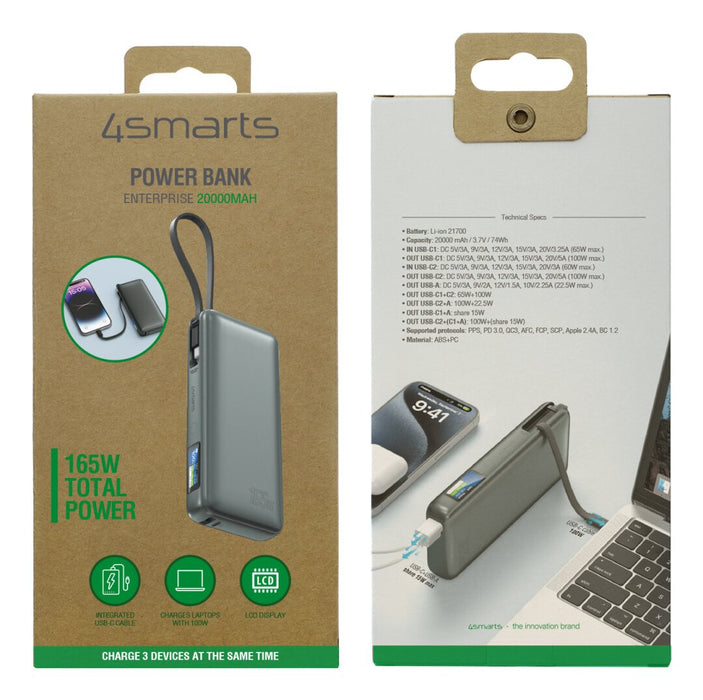 EAN 4252011912261 - 4smarts 541603 batería externa Ión de litio 20000 mAh Gris imagen 3