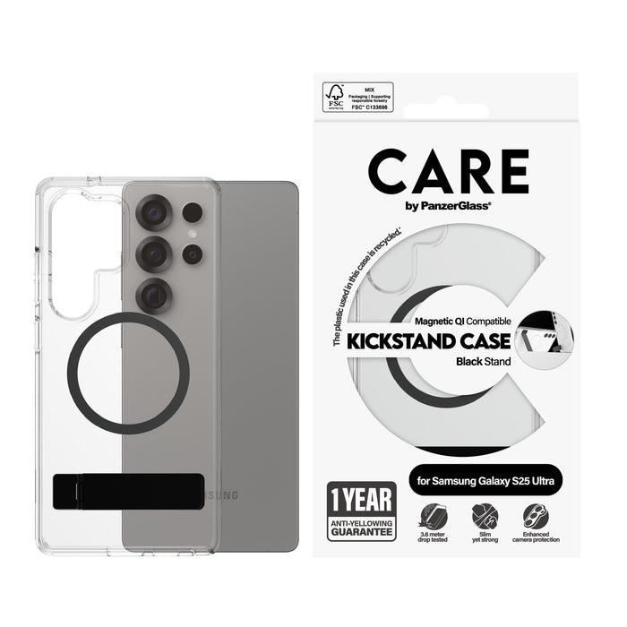 EAN 5715685016509 - PanzerGlass CARE™ by ® Case Transparent w. Black Kickstand & Qi Compatible Samsung Galaxy S25 Ultra funda imagen 2