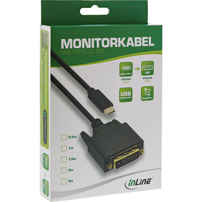 EAN 4043718271276 - InLine 64131 adaptador de cable de vídeo 1 m USB Tipo C DVI-D Negro imagen 2