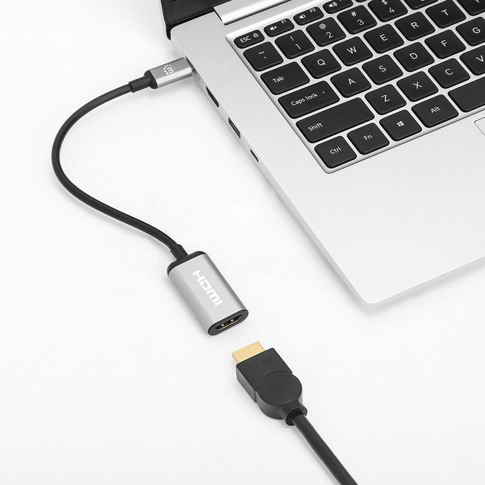 EAN 766623153706 - Manhattan 153706 adaptador de cable de vídeo 0,15 m USB Tipo C HDMI tipo A (Estándar) Negro, Plata imagen 5