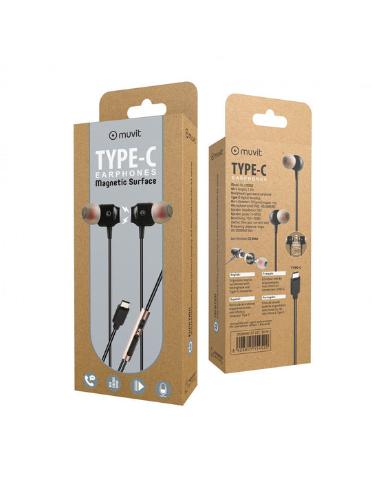 EAN 8426801154520 - Muvit M1C Auriculares Alámbrico Dentro de oído Llamadas/Música USB Tipo C Negro imagen 9