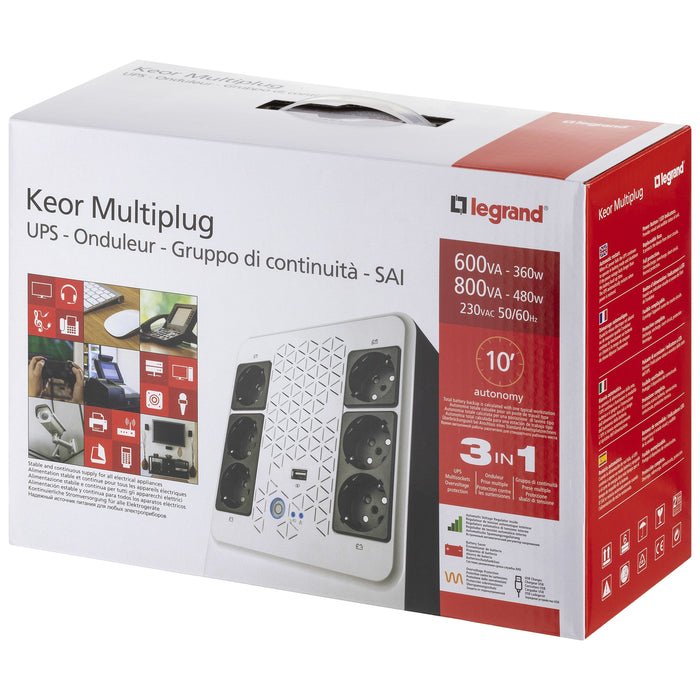 EAN 3414971227262 - Legrand Keor ASI MULTIPLUG 600 FR sistema de alimentación ininterrumpida (UPS) Línea interactiva 0,6 kVA  imagen 5