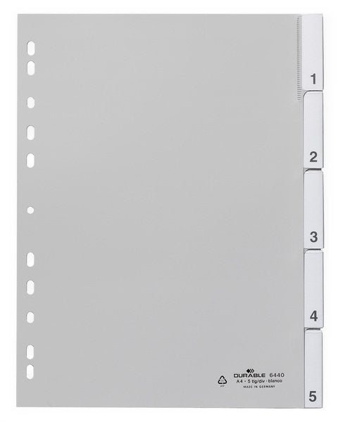 EAN 4005546640723 - Durable 6440 Separador numérico con pestaña Polipropileno (PP) Gris imagen 1