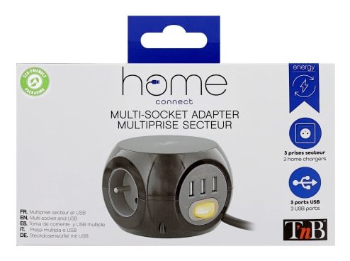 EAN 3303170108369 - T'nB PSBALLBK regleta inteligente 3 salidas AC 1,43 m 3 Negro imagen 5