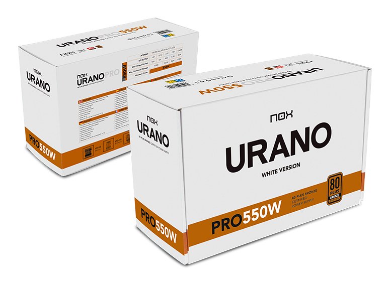 EAN 8436587976056 - NOX Urano PRO White 550W Bronze unidad de fuente de alimentación ATX Blanco imagen 10