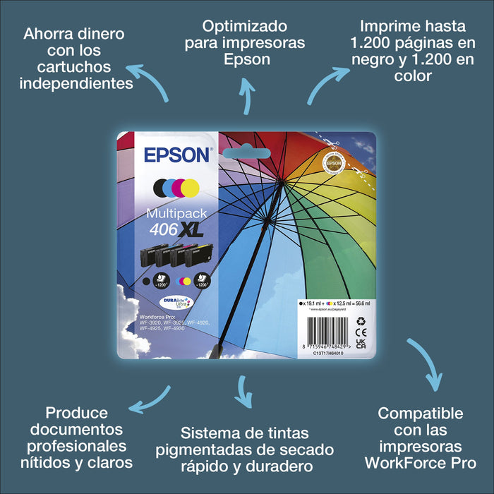 EAN 8715946748429 - Epson Multipack 4-colour 406XL Umbrella DURABr cartucho de tinta 1 pieza(s) High (L) Yield imagen 1