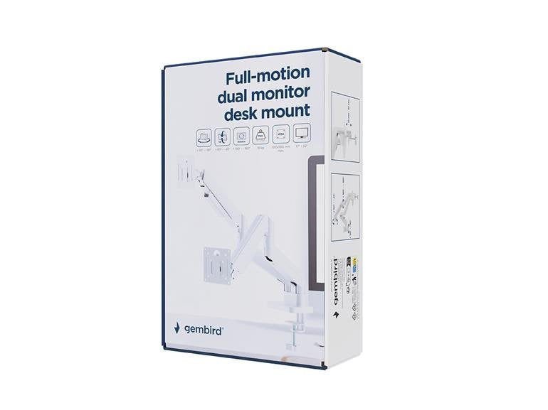 EAN 8716309135450 - Gembird MA-DA2-06-W soporte para monitor 81,3 cm (32") Escritorio Blanco imagen 11