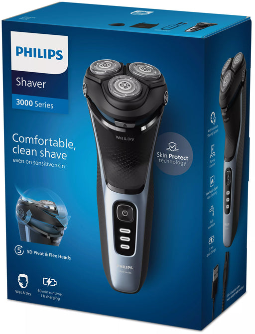 EAN 8720689018593 - Philips S3243/12 afeitadora Máquina de afeitar de rotación Recortadora Negro, Azul imagen 2