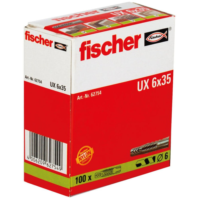 EAN 4006209627549 - Fischer 62754 tornillo de anclaje y taco 100 pieza(s) Enchufe de pared 35 mm imagen 2