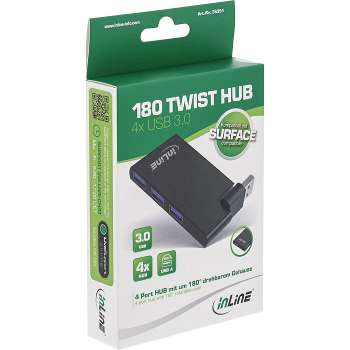 EAN 4043718271061 - InLine 35391 hub de interfaz USB 3.2 Gen 1 (3.1 Gen 1) Type-A 5000 Mbit/s Negro imagen 6