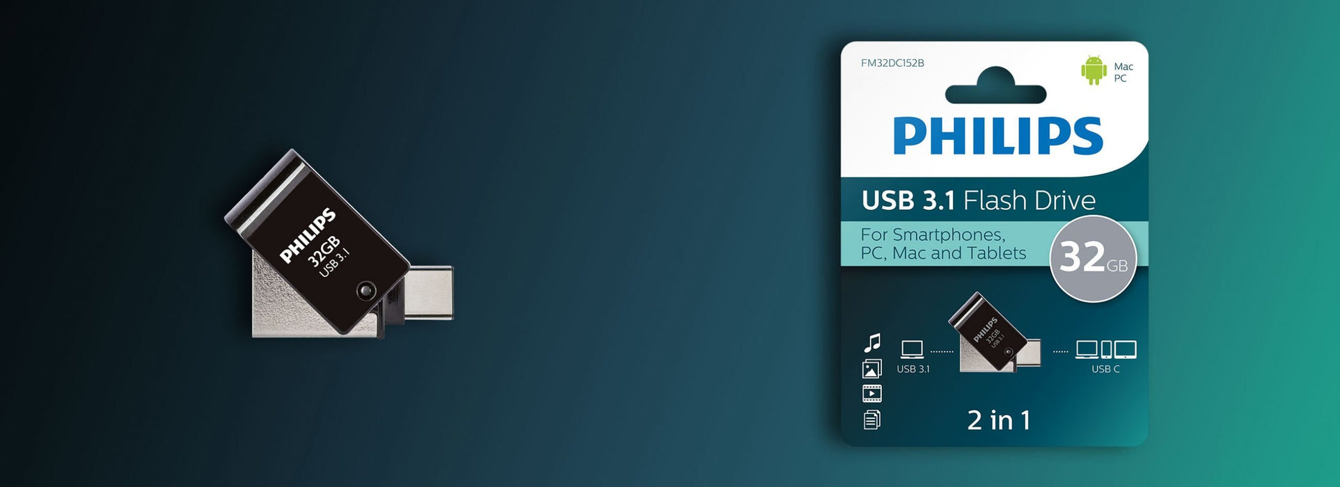 EAN 8720039510692 - Philips FM32DC152B/00 unidad flash USB 32 GB USB Tipo C 3.2 Gen 1 (3.1 Gen 1) Negro imagen 1