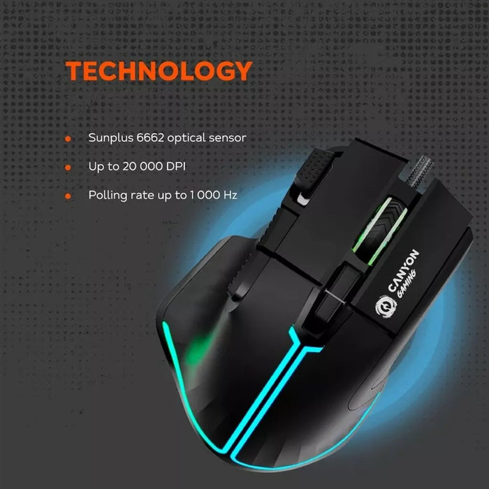 EAN 5291485015596 - Canyon Gaming Mouse Fortnax GM-636 ratón Juego mano derecha USB tipo A Óptico 20000 DPI imagen 9