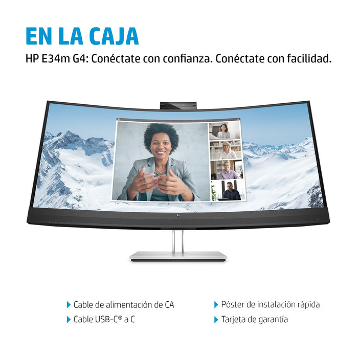 EAN 5715063342978 - HP E-Series E34m G4 WQHD Curved USB-C Conferencing Monitor pantalla para PC 86,4 cm (34") 3440 x 1440 Pix imagen 4