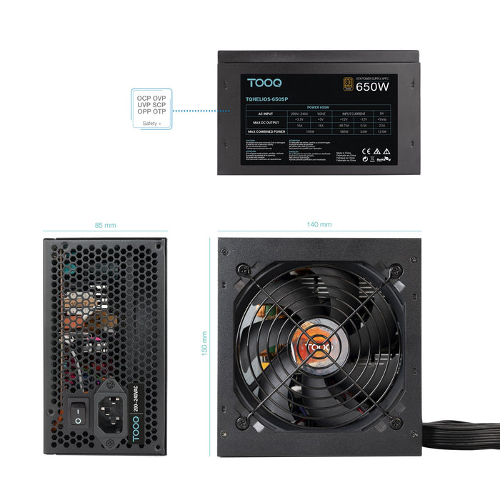 EAN 8433281016323 - TooQ TQHELIOS-650SP unidad de fuente de alimentación 24-pin ATX Negro imagen 4
