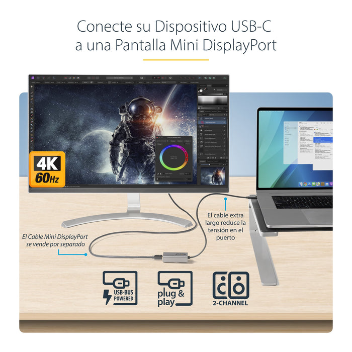 EAN 0065030888967 - StarTech.com CDP2MDPEC Adaptador gráfico USB 3840 x 2160 Pixeles Blanco imagen 4
