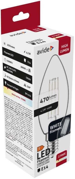 EAN 5999097958903 - Avide AWLFC14WW-4.5W lámpara LED Blanco cálido 2700 K 4,5 W E14 F imagen 2