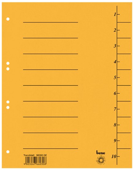 EAN 9003267660360 - Bene 98300GE divisor Caja de cartón Amarillo 1 pieza(s) imagen 1