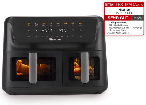 EAN 3838783014481 - Hisense HAF2700DCD Doble 11 L Independiente 2700 W Freidora de aire caliente Negro imagen 1
