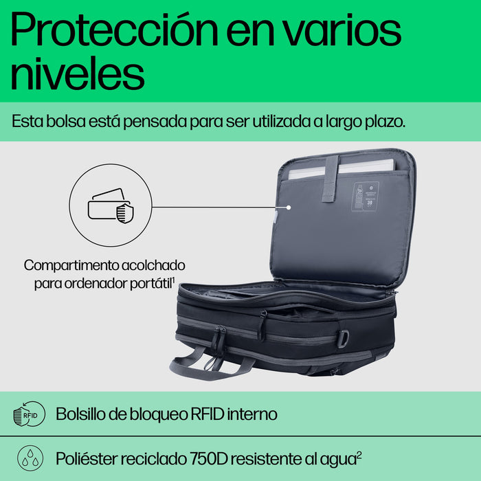 EAN 0198122966905 - HP Travel Plus 15 Liter 14 Laptop Bag 35,8 cm (14.1") Maletín Azul, Grafito imagen 7