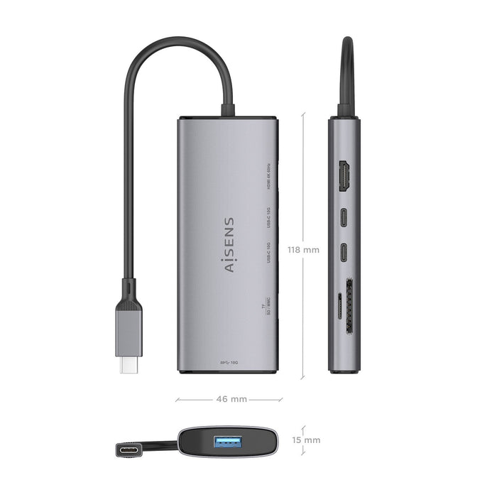 EAN 8435739903575 - AISENS ASUC-6P029-GR base para portátil y replicador de puertos Alámbrico USB 3.2 Gen 1 (3.1 Gen 1) Type- imagen 4