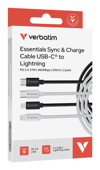 EAN 23942323921 - Verbatim 32392 cable de conector Lightning 1 m Blanco, Negro imagen 3