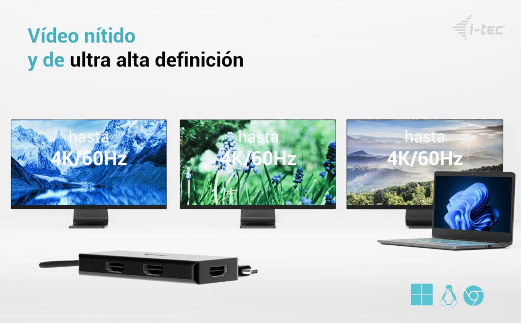 EAN 8595611707735 - i-tec C31TRIPLE4KHDMIPD adaptador de cable de vídeo 0,2 m USB Tipo C 3 x HDMI Negro imagen 7