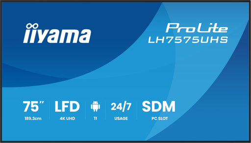 EAN 4948570125272 - iiyama LH7575UHS-B2AG pantalla de señalización Pantalla plana para señalización digital 190,5 cm (75") LC imagen 2
