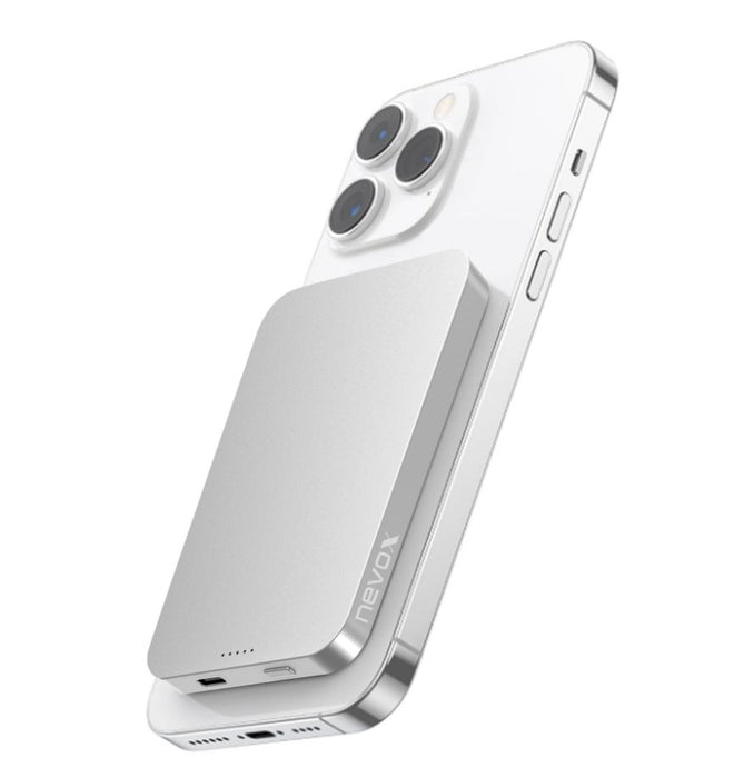 EAN 4250686412925 - nevox PB-2292 batería externa Polímero de litio 5000 mAh Cargador inalámbrico Plata, Blanco imagen 1