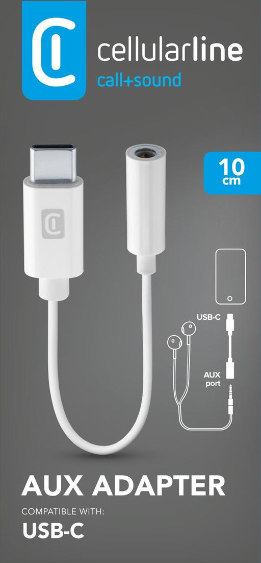 EAN 8018080351518 - Cellularline 8018080351518 cable de audio 0,15 m USB C 3,5mm Blanco imagen 1