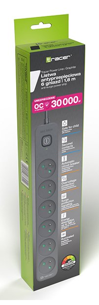 EAN 5907512868942 - Tracer TRALIS47025 base múltiple 1,8 m 6 salidas AC Interior Grafito imagen 5