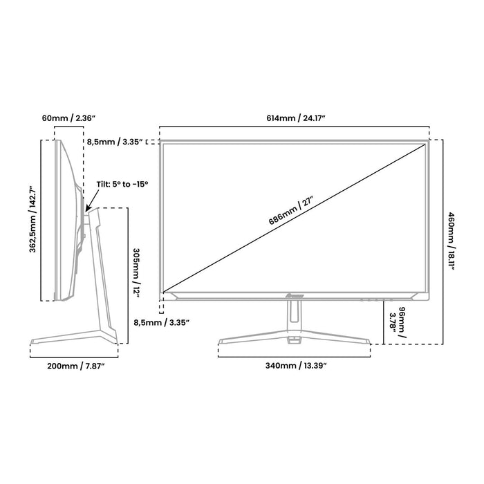 EAN 0850054766878 - Arozzi Nova 27″ pantalla para PC 68,6 cm (27") 2560 x 1440 Pixeles Quad HD LED Púrpura imagen 4