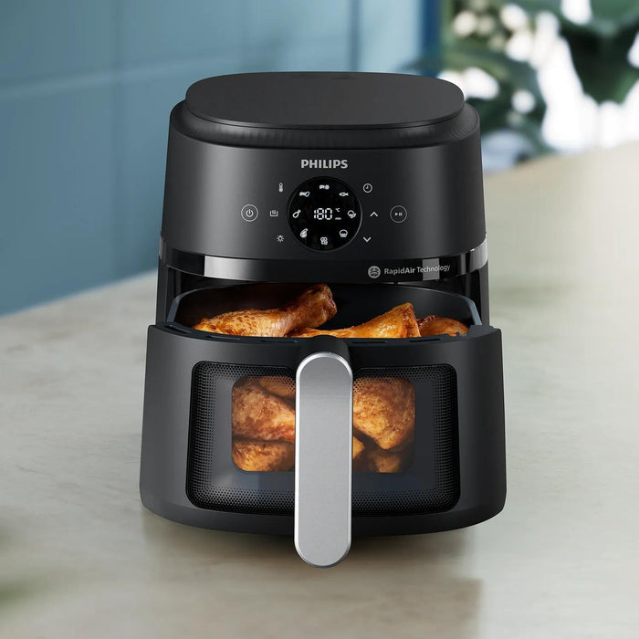 EAN 8720389034770 - Philips 2000 series NA221/00 freidora Sencillo Independiente 1500 W Freidora de aire caliente Negro, Plat imagen 7