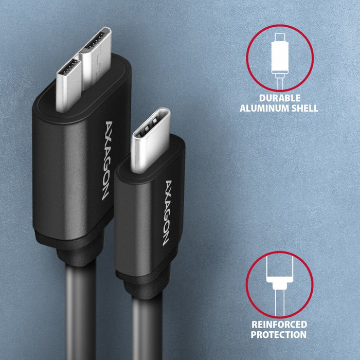 EAN 8595247905932 - Axagon BUMM3-CM10AB cable USB USB 3.2 Gen 1 (3.1 Gen 1) 1 m Micro-USB B USB C Negro imagen 3