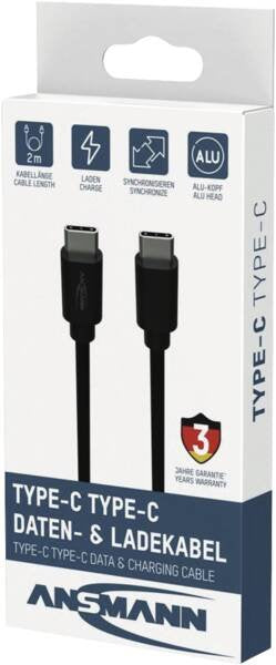 EAN 4013674225538 - Ansmann 1700-0208 cable USB 2 m USB C 480 Gbit/s Negro imagen 2