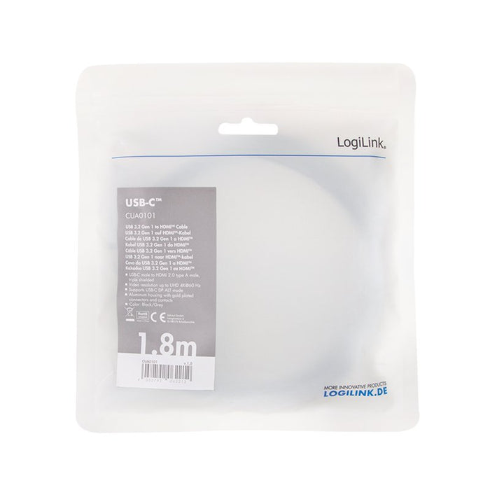 EAN 4052792062212 - LogiLink CUA0101 cambiador de género para cable USB 3.2 Gen1 Type-C HDMI-A Negro, Gris imagen 3