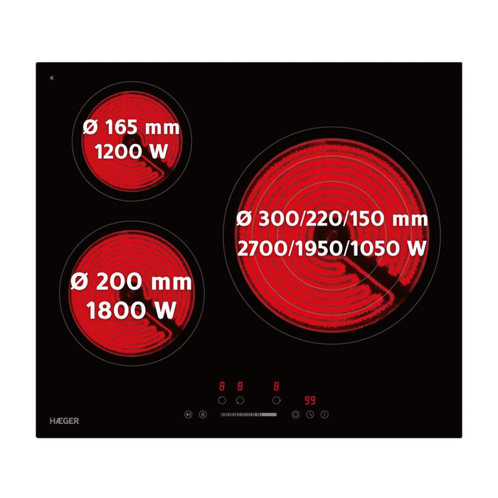 EAN 5608475041884 - Haeger Vitro Heat 5700 Negro Integrado 60 cm Cerámico 3 zona(s) imagen 1