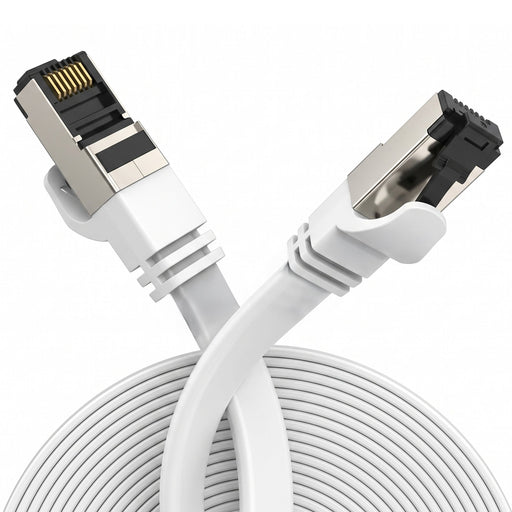 EAN 5904960297898 - Extralink LAN PATCHCORD CAT.8 U/FTP 20M 40G FLAT SHIELDED FOILED TWISTED PAIR BARE COPPER WHITE cable de  imagen 1